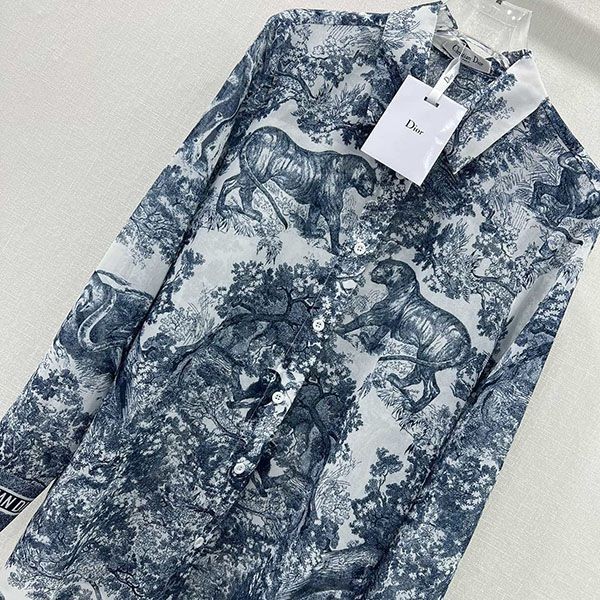 入手困難 ディオール Toile de Jouy 偽物 モチーフ ロングブラウス deg96561
